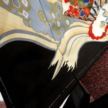 画像をギャラリービューアに読み込む, 昔 黒留袖 両褄 鶴 松 金雲 橘