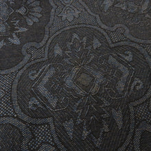 画像をギャラリービューアに読み込む, ウール着物 単衣 濃紺×赤 華文調 バチ衿 カジュアルきもの 普段着物 仕立て上がり ウールきもの 和洋ミックス 身丈156.2cm