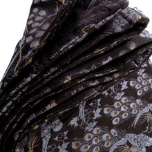 画像をギャラリービューアに読み込む, 丸帯 アンティーク帯 昔 黒×グレー茶 花 鳳凰 全通 昔帯 正絹 レトロモダン 明治・大正ロマン 長さ388cm