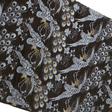 画像をギャラリービューアに読み込む, 丸帯 アンティーク帯 昔 黒×グレー茶 花 鳳凰 全通 昔帯 正絹 レトロモダン 明治・大正ロマン 長さ388cm