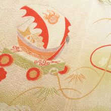 Load image into Gallery viewer, 襦袢 昔襦袢 長襦袢 アンティーク 正絹 オレンジ 御所人形の宝船曳き 金コマ刺繍 裏地紅絹 袷仕立 バチ衿 レトロ 明治・大正ロマン 身丈123cm