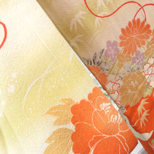 Load image into Gallery viewer, 襦袢 昔襦袢 長襦袢 アンティーク 正絹 オレンジ 御所人形の宝船曳き 金コマ刺繍 裏地紅絹 袷仕立 バチ衿 レトロ 明治・大正ロマン 身丈123cm