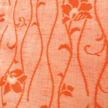 画像をギャラリービューアに読み込む, ウール着物 単衣 朱色 立涌調 花 バチ衿 カジュアルきもの 普段着物 仕立て上がり ウールきもの 和洋ミックス 身丈155.5cm