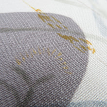 Load image into Gallery viewer, 袋帯 洒落袋帯 灰色ｘ白色ｘ多色 パステル系 草花文様 お太鼓柄 正絹 仕立て上がり 長さ464cm