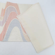 Load image into Gallery viewer, 袋帯 夏用 袋帯 絽 六通柄 銀糸 青色ｘ銀色ｘ多色 流水文様 正絹 仕立て上がり 夏物 長さ432cm