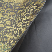 Load image into Gallery viewer, 袋帯 ゴールド系 金色x緑色 切嵌文様 六通柄 正絹 フォーマル向け 着物帯 長さ432cm