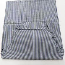 Load image into Gallery viewer, 袴 男性用 人間国宝 甲田綏郎 精好仙台平 行燈袴 絹 紐下約88cm 紺色ｘ灰色 男物はかま 仕立て上がり