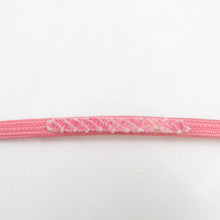 Load image into Gallery viewer, 帯締め 5本セット カジュアル ピンク色ｘ緑色ｘ辛子色 平組 丸組 正絹 和装小物 着物用 まとめ売り 帯〆 多色 カラフル