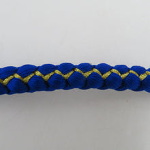 Load image into Gallery viewer, 帯締め 振袖用 帯〆 青色×金色 パールビーズ 飾り付き 金糸 絹100% 丸組 成人式 卒業式 和装小物 長さ168cm