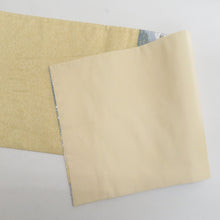 画像をギャラリービューアに読み込む, 袋帯 金糸銀糸 灰色ｘ金色ｘ緑色 向い鶴に松竹梅文様 六通柄 正絹 フォーマル向け 着物帯 長さ448cm