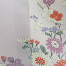 画像をギャラリービューアに読み込む, 訪問着 単衣 ピンク色ｘ多色 パステル系 雲取りに花々文様 ぼかし染め 箔入り 広衿 正絹 仕立て上がり着物 身丈163cm