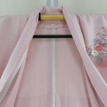 画像をギャラリービューアに読み込む, 訪問着 単衣 ピンク色ｘ多色 パステル系 雲取りに花々文様 ぼかし染め 箔入り 広衿 正絹 仕立て上がり着物 身丈163cm