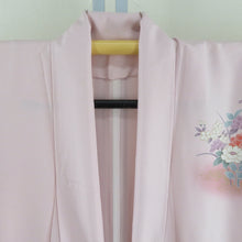 画像をギャラリービューアに読み込む, 訪問着 単衣 ピンク色ｘ多色 パステル系 雲取りに花々文様 ぼかし染め 箔入り 広衿 正絹 仕立て上がり着物 身丈163cm