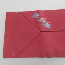 Load image into Gallery viewer, 名古屋帯 赤茶色ｘ多色 鳥紋様 お太鼓柄 染め模様 仕付け糸付き 正絹 カジュアル 着物帯