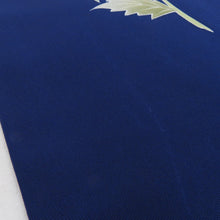 Load image into Gallery viewer, 名古屋帯 塩瀬 染め模様 紺色ｘ緑色ｘ多色 花文様 お太鼓柄 正絹 カジュアル 着物帯 長さ375cm