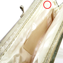 Load image into Gallery viewer, 和装バッグ ビーズバッグ 白 銀 葉柄 ハンドバッグ パーティーバッグ レトロ 着物バッグ 洋装 和小物