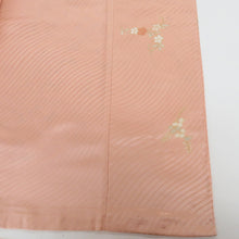 画像をギャラリービューアに読み込む, 訪問着 袷 サーモンピンク地 古典 花 地模様 紋無し 広衿 正絹 入学式 フォーマル 仕立て上がり着物 身丈160.8cm
