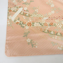 画像をギャラリービューアに読み込む, 訪問着 袷 サーモンピンク地 古典 花 地模様 紋無し 広衿 正絹 入学式 フォーマル 仕立て上がり着物 身丈160.8cm