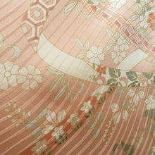 画像をギャラリービューアに読み込む, 訪問着 袷 サーモンピンク地 古典 花 地模様 紋無し 広衿 正絹 入学式 フォーマル 仕立て上がり着物 身丈160.8cm