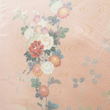 画像をギャラリービューアに読み込む, 訪問着 袷 ピンク×グリーンぼかし 花車 雪輪 広衿 正絹 入学式 フォーマル 仕立て上がり着物 身丈157.7cm