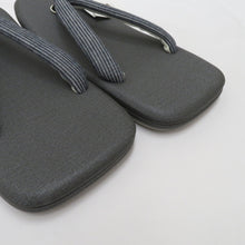 画像をギャラリービューアに読み込む, 草履 男性用 雪駄 メンズ着物用 チャコールグレー ネイビー×ホワイト・ブラック デニム縞 適応サイズ26.0ｃｍ～27.5ｃｍ カジュアル 普段着物 浴衣 男物 和装