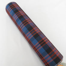 画像をギャラリービューアに読み込む, 反物 紬 着尺 正絹 ブルー×レッド 格子柄 チェック 女性着物用 生地 未仕立て カジュアル 普段着物 和裁練習 洋服リメイク 長さ1220cm