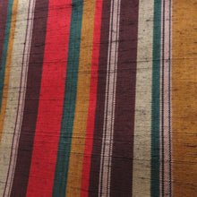 画像をギャラリービューアに読み込む, 紬 着物 袷 ブラウン×多色 縞柄 バチ衿 正絹 カジュアル 仕立て上がり着物 ストライプ 身丈157cm