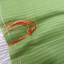 Load image into Gallery viewer, 名古屋帯 絽 アンティーク帯 昔名古屋帯 絹 黄緑×多色×金コマ銀コマ 花の丸 刺繍 夏物 昔帯 レトロモダン 明治・大正ロマン 糸留めあり 長さ346.5cm