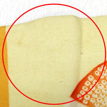 画像をギャラリービューアに読み込む, 名古屋帯 アンティーク帯 昔名古屋帯 絹 薄黄ｘオレンジ 鈴文様 金コマ銀コマ刺繍 昔帯 レトロモダン 明治・大正ロマン 長さ375cm