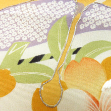 画像をギャラリービューアに読み込む, 名古屋帯 アンティーク帯 昔名古屋帯 絹 薄黄ｘオレンジ 鈴文様 金コマ銀コマ刺繍 昔帯 レトロモダン 明治・大正ロマン 長さ375cm