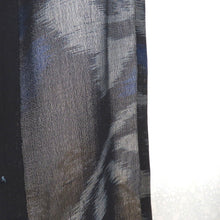 画像をギャラリービューアに読み込む, 夏着物 昔 夏物 アンティーク 濃紺×グレー 青 地紙文 桔梗 流水 昔着物 バチ衿 正絹 昔きもの レトロ 明治・大正ロマン サイズ小さめ 身丈145.7cm