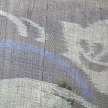 画像をギャラリービューアに読み込む, 夏着物 昔 夏物 アンティーク 濃紺×グレー 青 地紙文 桔梗 流水 昔着物 バチ衿 正絹 昔きもの レトロ 明治・大正ロマン サイズ小さめ 身丈145.7cm