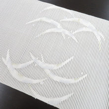 画像をギャラリービューアに読み込む, 名古屋帯 夏用帯 夏名古屋帯 オフホワイト地 水色×白色 金糸 露芝柄 松葉仕立て 絽 夏 お太鼓柄 長さ387cm