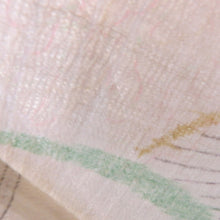 Load image into Gallery viewer, ウール着物 サマーウール 夏物 単衣 薄黄ｘ多色 雲取 松 バチ衿 カジュアルきもの 普段着物 仕立て上がり 身丈156.2cm