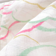 Load image into Gallery viewer, ウール着物 サマーウール 夏物 単衣 薄黄ｘ多色 雲取 松 バチ衿 カジュアルきもの 普段着物 仕立て上がり 身丈156.2cm