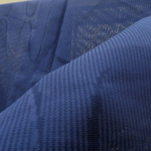 Load image into Gallery viewer, 小紋 夏着物 縦絽 単衣 バチ衿 紺色 地模様 波 夏物 仕立て上がり カジュアル 普段使い 身丈157.3cm