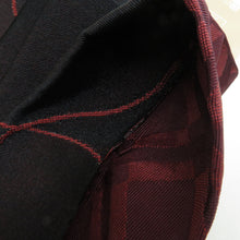 画像をギャラリービューアに読み込む, 半幅帯 Madonna ポリエステル100% 黒色ｘエンジ色 ねこ模様ｘ幾何学模様 浴衣帯 小袋帯 半巾帯 日本製 仕立て上がり