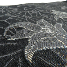 画像をギャラリービューアに読み込む, 半幅帯 ポリエステル 黒色ｘ灰色 百合に菱型模様 浴衣帯 小袋帯 半巾帯 仕立て上がり