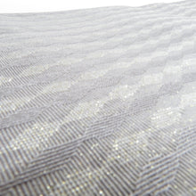 画像をギャラリービューアに読み込む, 半幅帯 ポリエステル 黒色ｘ灰色 百合に菱型模様 浴衣帯 小袋帯 半巾帯 仕立て上がり