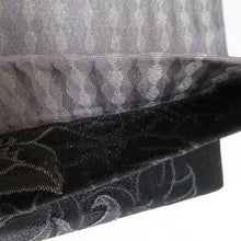 画像をギャラリービューアに読み込む, 半幅帯 ポリエステル 黒色ｘ灰色 百合に菱型模様 浴衣帯 小袋帯 半巾帯 仕立て上がり