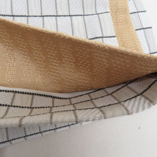 画像をギャラリービューアに読み込む, 半幅帯 ポリエステル100% きもの工房 白色ｘ砂色 チェック柄ｘ横島柄 浴衣帯 小袋帯 半巾帯 日本製 仕立て上がり