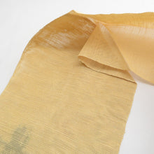 画像をギャラリービューアに読み込む, 名古屋帯 夏用帯 夏名古屋帯 紗 正絹 薄茶色ｘ緑色ｘ紫色 菖蒲文様 お太鼓柄 カジュアル 長さ358cm