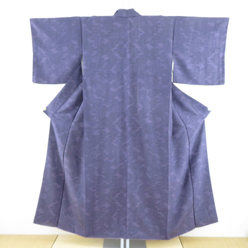 紬 着物 大島紬 青色ｘ灰色 縞模様 広衿 正絹 仕立て上がり着物 身丈158cm 【キモノオフ野々市若松店】 紬 着物 大島紬 幾何学模様 紺色x青色 袷 広衿 正絹 仕立て上がり着物