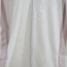 Load image into Gallery viewer, 夏着物 ポリエステル 小紋 絽 広衿 薄くすみピンク色ｘ多色 パステル系 源氏香模様 Lサイズ 夏用 仕立て上がり 身丈162cm
