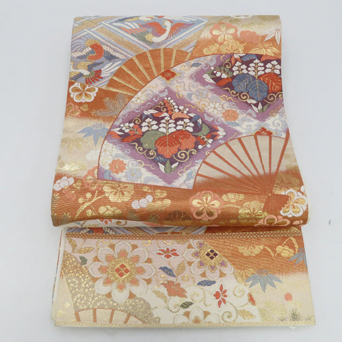 名古屋帯 正絹 辻が花文様 お太鼓柄 サーモンピンクｘ白色 金糸 仕立て上がり 着物帯 長さ350cm【中古】 【キモノオフ野々市若松店】 楽天市場】名古屋帯 ピンク色の通販