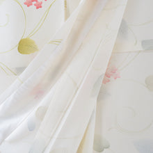 Load image into Gallery viewer, 夏着物 単衣 絽 正絹 夏用 小紋 アジサイ模様 薄黄色ｘ黄緑色ｘ青色 広衿 仕立て上がり 身丈157cm