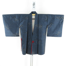 Load image into Gallery viewer, 紬 着物 大島紬 アンサンブル コート付き 2点セット 雲取りに源氏車模様 紺色ｘ灰色 袷 広衿 正絹 カジュアル 仕立て上がり着物 袖 身丈158cm