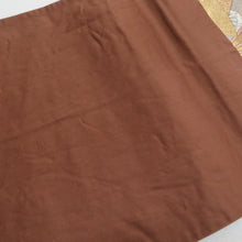 画像をギャラリービューアに読み込む, 袋帯 ゴールド系 金色ｘ茶色 地紙文様 弍拾四金二重織 九百錦袋帯 六通柄 正絹 フォーマル向け 着物帯 長さ416cm