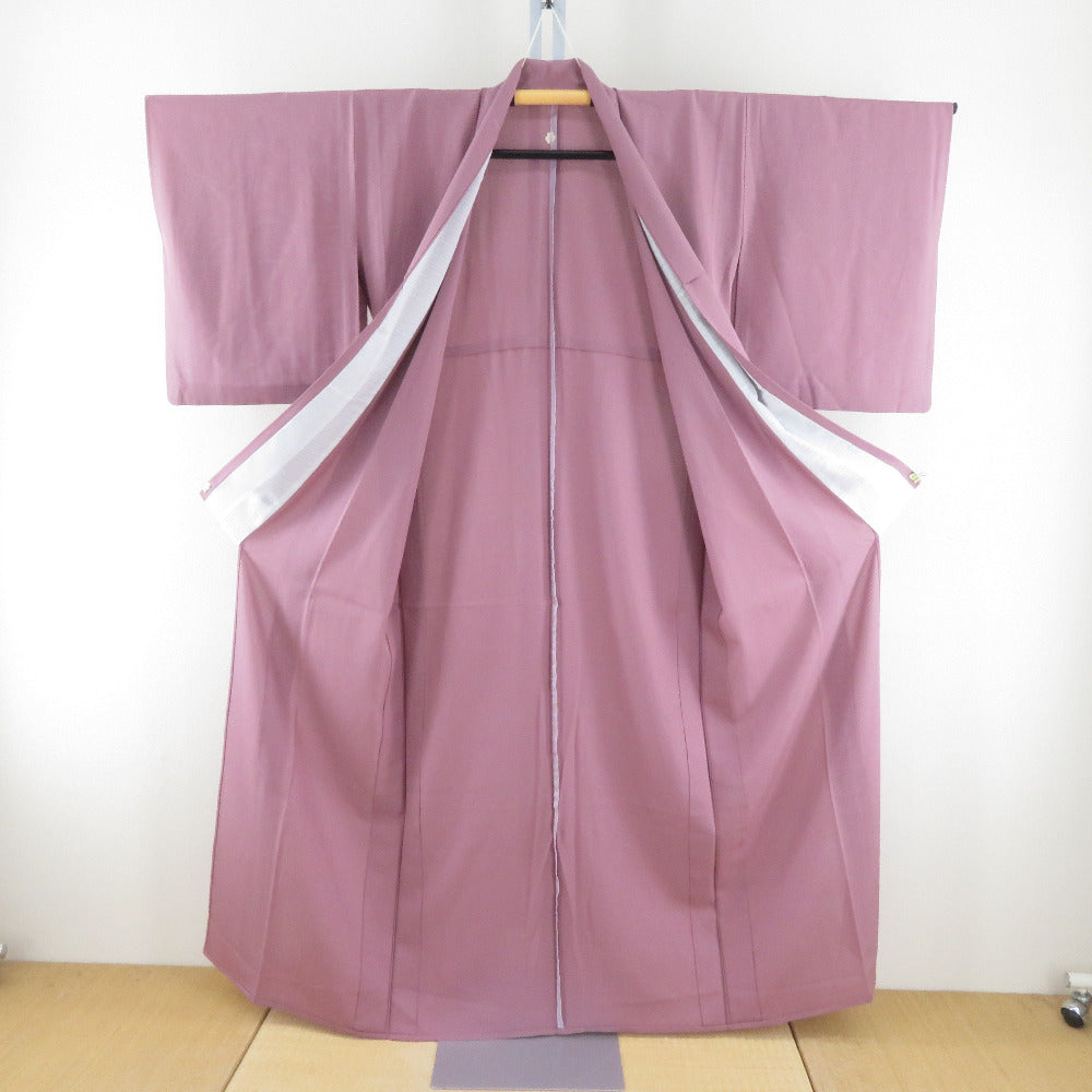 夏着物 色無地 絽 ピンク色 広衿 一つ紋 片喰紋 フォーマル 夏用