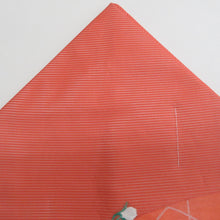 Load image into Gallery viewer, 名古屋帯 夏用帯 夏名古屋帯 絽 オレンジ色ｘ緑色ｘ白色 金糸銀糸 花文様 お太鼓柄 正絹 カジュアル 仕立て上がり